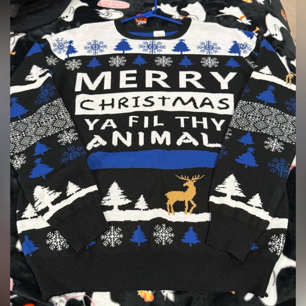 New York Laundry“Ugly” Christmas Sweater! Merry Christmas ya filthy animal text!